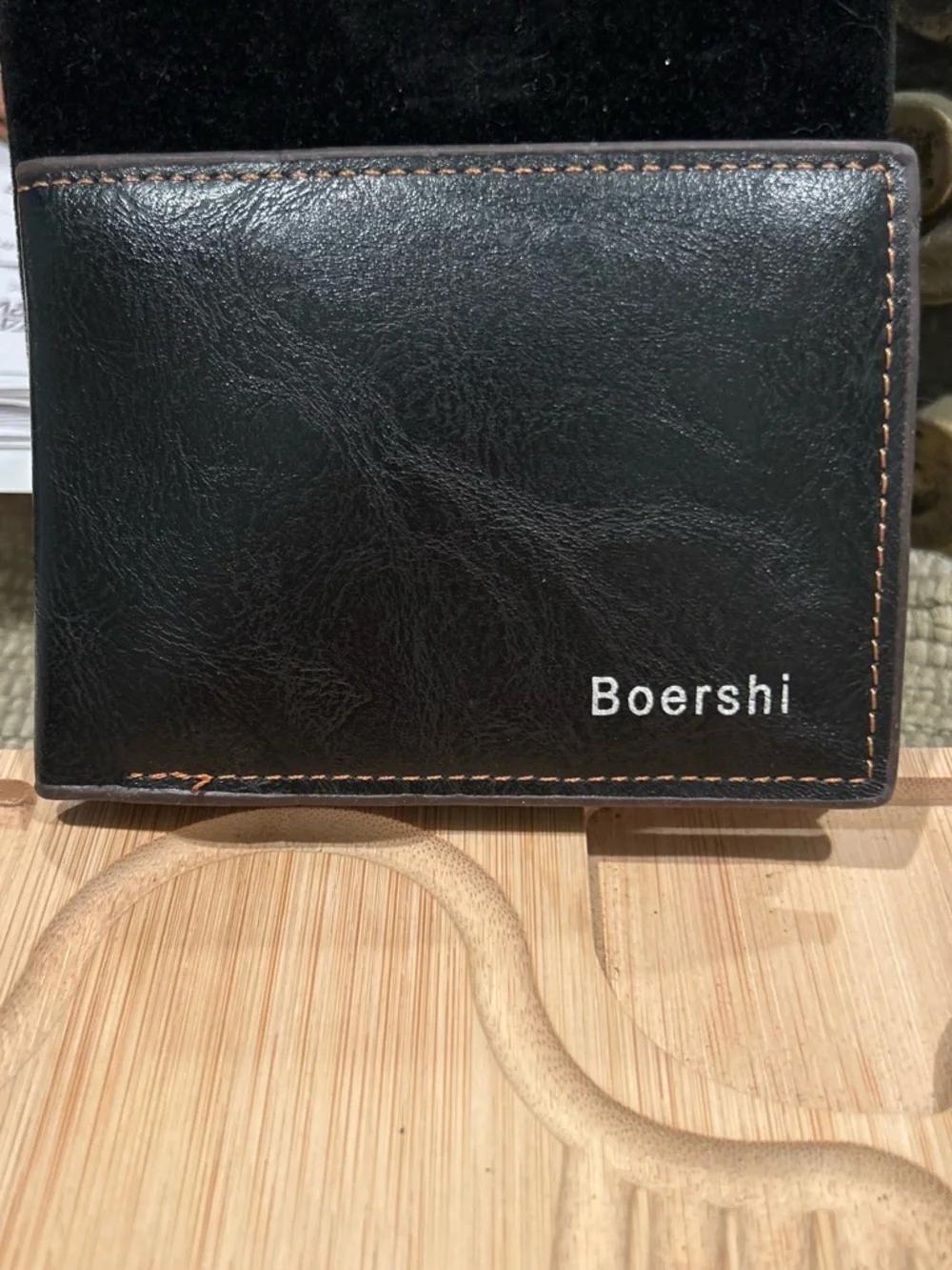 Black Leather Card & Key Holder Wallet for Men
